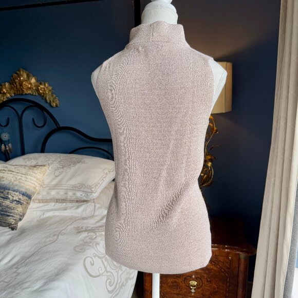 Light Silvery Gold Knit Sleeveless Mock Turtleneck - Picture 7 of 11
